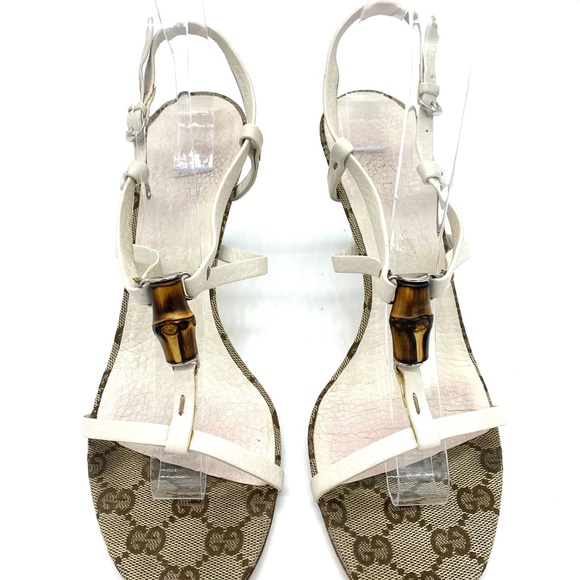 Gucci GG Monogram Bamboo Straps Slingback Sandals - Picture 3 of 9